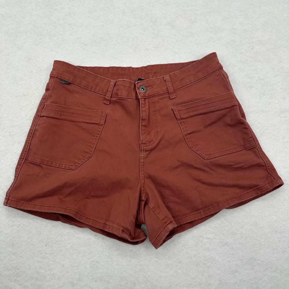 KUHL Womens 12 Brick Red Cotton Blend Utility Hiking Shorts Patch Pockets